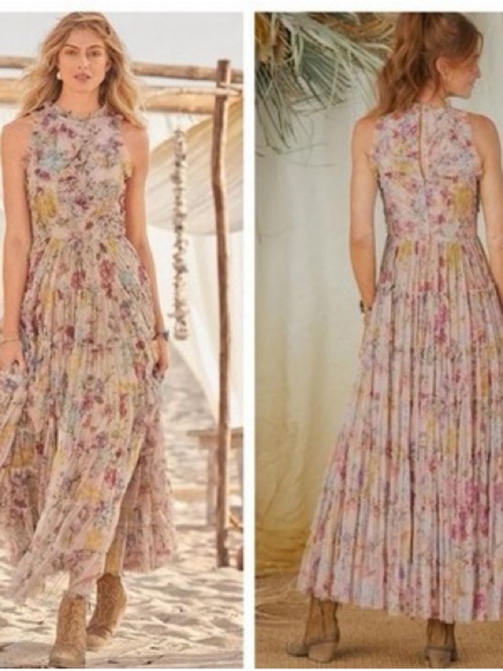 Sundance Letmebe Jenny Dress Floral High Neck Maxi Dress